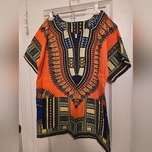 Orange Dashiki Print Shirt (Unisex)